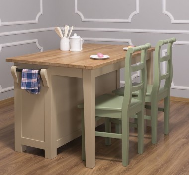 Kitchen island with 2 doors, oak top