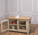 Kitchen island with 2 doors, oak top