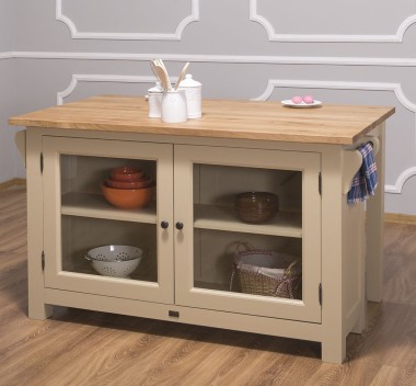 Kitchen island with 2 doors, oak top