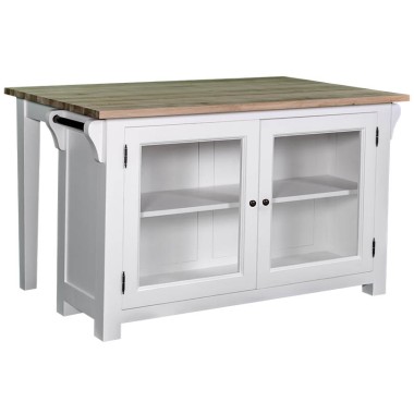 Kitchen island with 2 doors, oak top