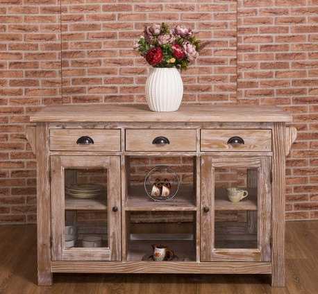 Kitchen island with 4 glass...