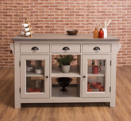 Kitchen island with 4 glass...