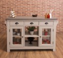 Kitchen island with 4 glass doors, 6 drawers, oak top