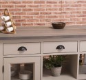 Kitchen island with 4 glass doors, 6 drawers, oak top