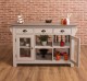 Kitchen island with 4 glass doors, 6 drawers, oak top