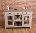 Kitchen island with 4 glass doors, 6 drawers, oak top