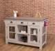 Kitchen island with 4 glass doors, 6 drawers, oak top