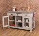 Kitchen island with 4 glass doors, 6 drawers, oak top