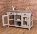 Kitchen island with 4 glass doors, 6 drawers, oak top