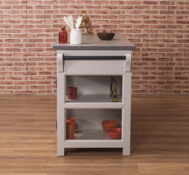 Kitchen island with 4 glass doors, 6 drawers, oak top