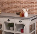 Kitchen island with 4 glass doors, 6 drawers, oak top