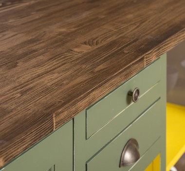 Kitchen island with doors and bottle compartment