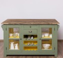 Kitchen island with doors and bottle compartment