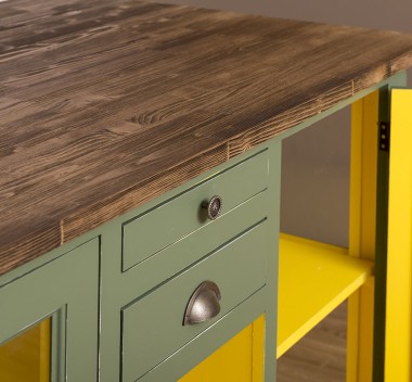 Kitchen island with doors and bottle compartment