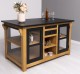 Kitchen island with doors and bottle compartment