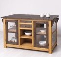 Kitchen island with doors and bottle compartment