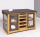 Kitchen island with doors and bottle compartment