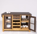 Kitchen island with doors and bottle compartment