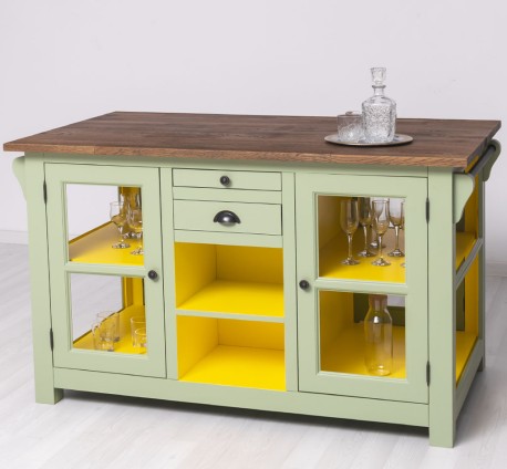 Glass door kitchen island...