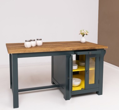 Kitchen island with table, oak top