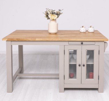 Kitchen island with table, oak top