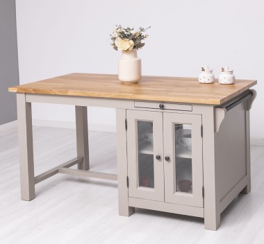 Kitchen island with table, oak top