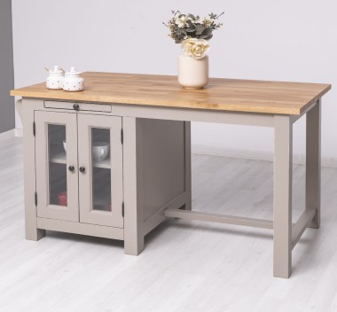 Kitchen island with table, oak top