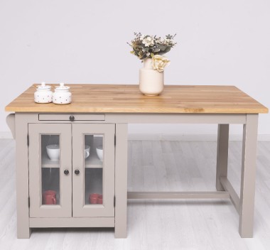 Kitchen island with table, oak top