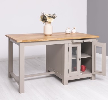 Kitchen island with table, oak top