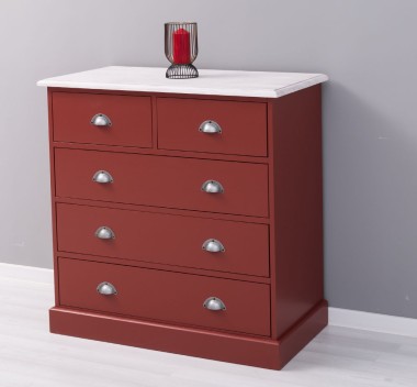 Chest Of Drawers With 2 Narrow Drawers + 3 Wide Drawers - Color Top_P080 - Color Corp_P029 - DOUBLE COLORED