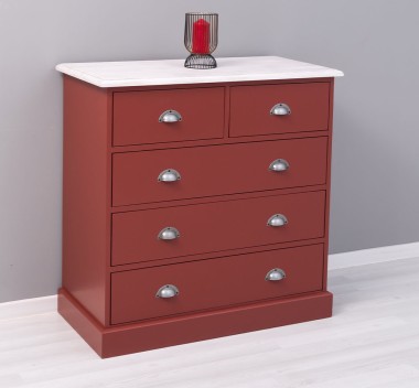 Chest Of Drawers With 2 Narrow Drawers + 3 Wide Drawers - Color Top_P080 - Color Corp_P029 - DOUBLE COLORED