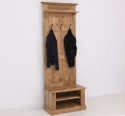 Hallway coat hanger with 2 open shelves, oak