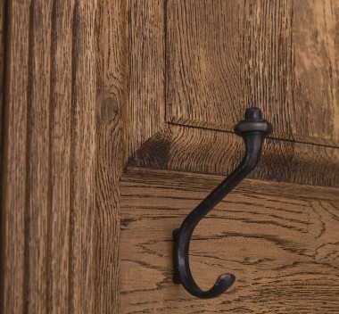 Hallway coat hanger with 2 open shelves, oak