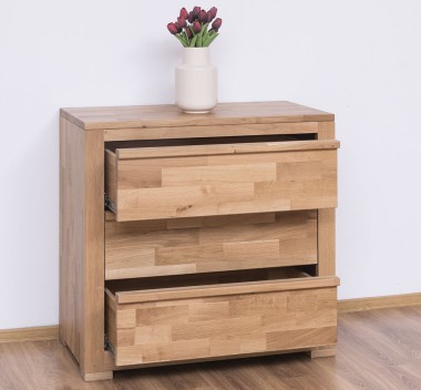 Chest of three drawers Wild Oak, drawers on metal rails