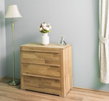 Chest of three drawers Wild Oak, drawers on metal rails