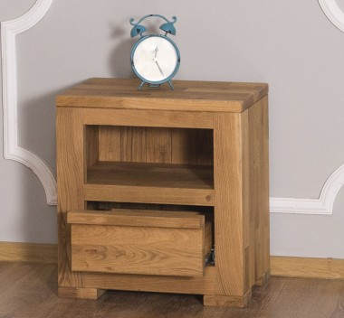 Bedside table with 1 drawers Wild Oak drawer on metal rail