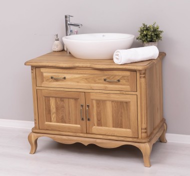 Chic Bathroom Furniture With 2 Doors, 1 Drawer, Drawer With Soft Close Metal Rails, Oak