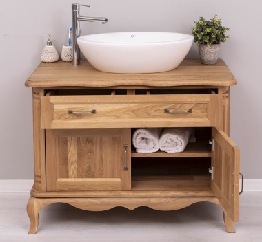 Chic Bathroom Furniture With 2 Doors, 1 Drawer, Drawer With Soft Close Metal Rails, Oak