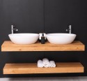 Oak washbasin holder with metal wall mounting set