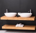 Oak washbasin holder with metal wall mounting set