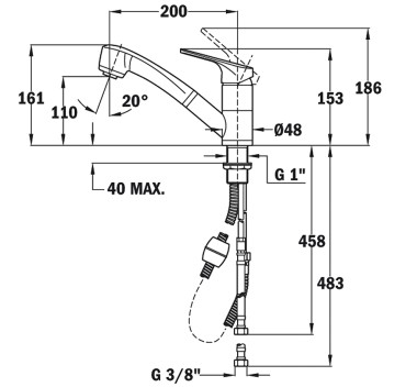 Kitchen Tap Mixer with pullout shower TEKA MTP 978 CROM