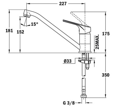 Single Lever Kitchen Tap with low swivel spout TEKA MTP 913-CROM