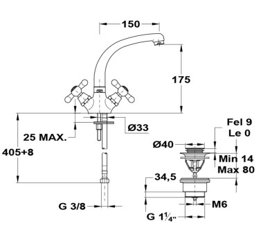 Bathroom faucet with Mofem TREFF spout