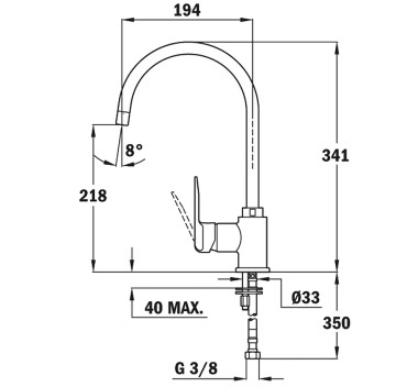 Kitchen Tap mixer with high swivel spout TEKA SP 995 CARBON