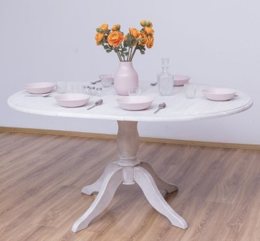 Table with central leg 120x120cm + 1 extension