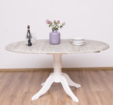 Table with central leg 120x120cm + 1 extension