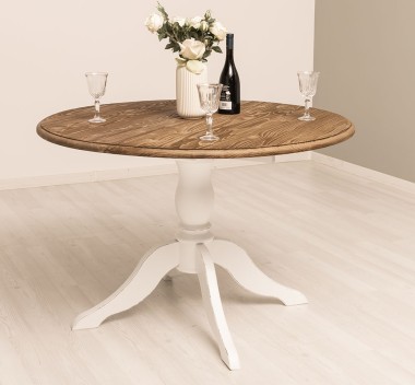 Table with central leg 120x120cm + 1 extension