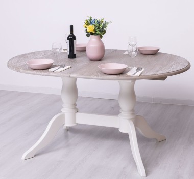 Oval table with 2 legs 160 / 230x120cm, oak top