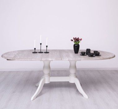 Oval table with 2 legs 160 / 230x120cm, oak top