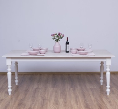 Dining table with turned legs 210x90cm, oak top